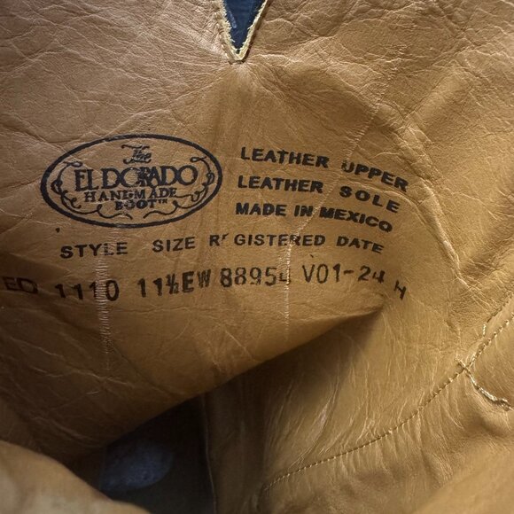 EL Dorado Handmade Vanquished Calf Boots Square Toe Sz 11 1/2 EW Black Leather - Picture 2 of 11